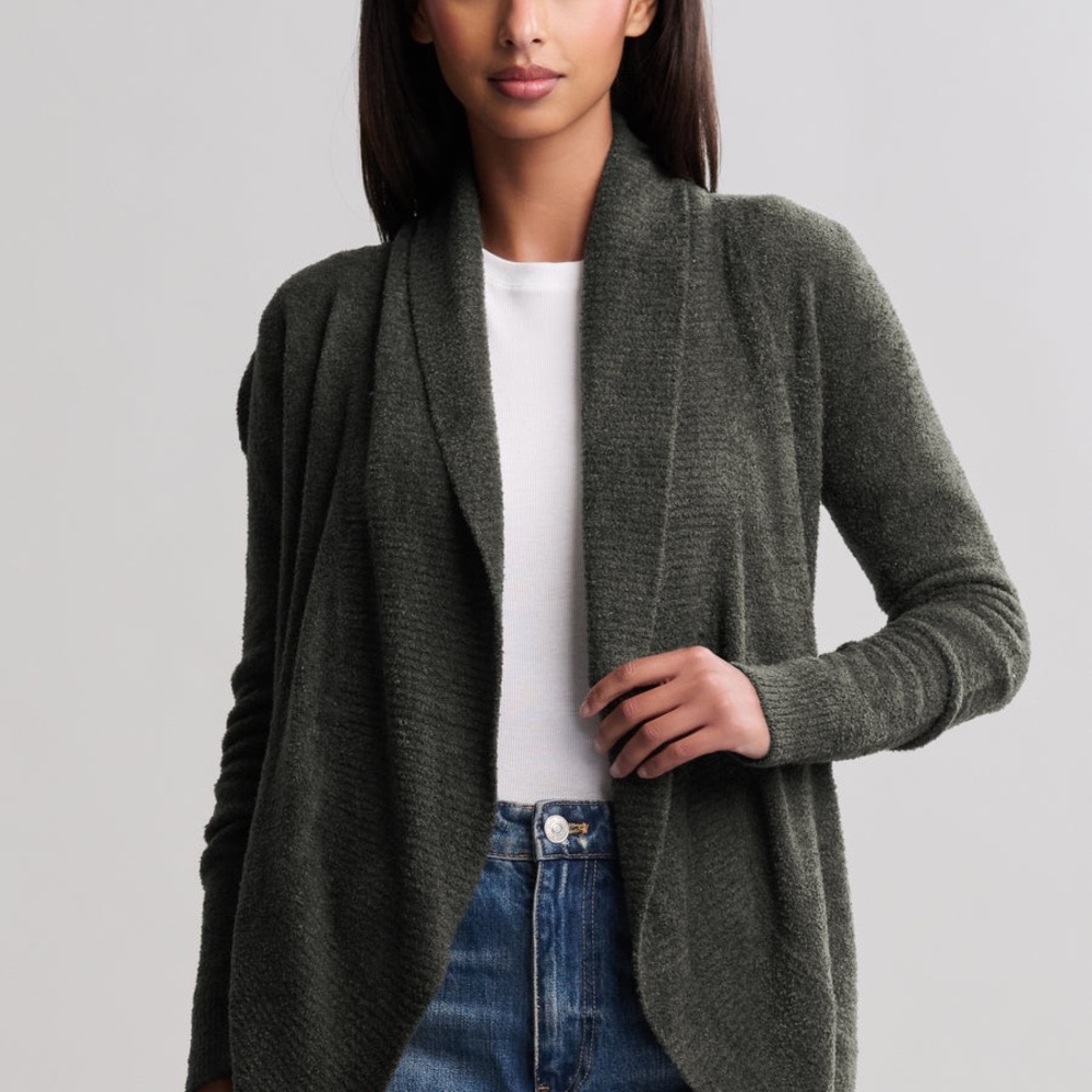 Cozy Open-Front Women's Cardigan Sweater - Dark Gray